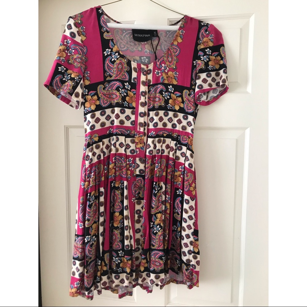 MINKPINK Patterned Button Down Skater Dress